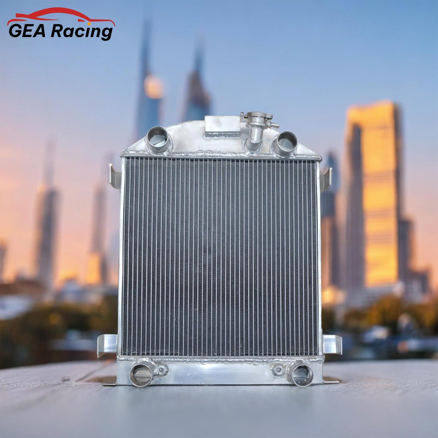 3-row aluminum radiator installed in a 1929 Ford Model A Hot Rod, providing essential cooling for its Flathead V8 engine.