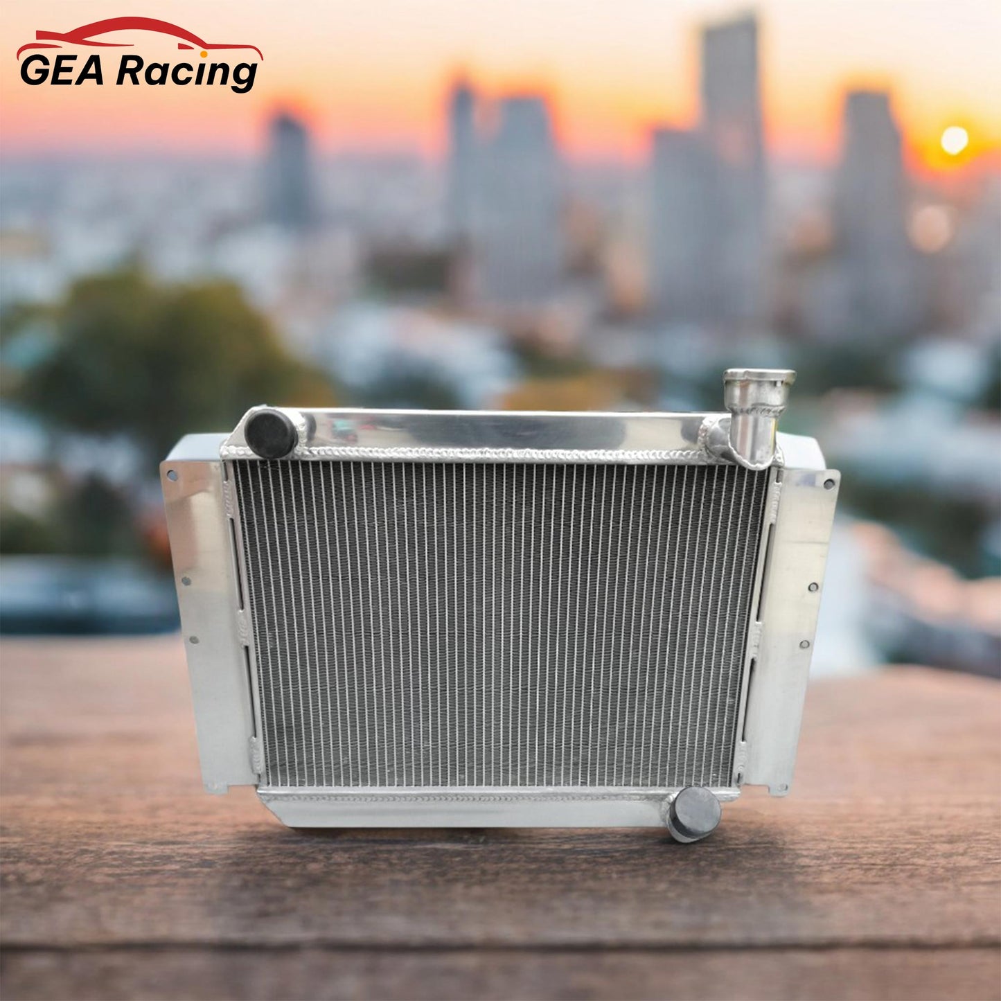 A 5-row aluminum radiator installed in the engine bay of a 1958 Corvette C1 Pro-Touring build with a 700HP V8.