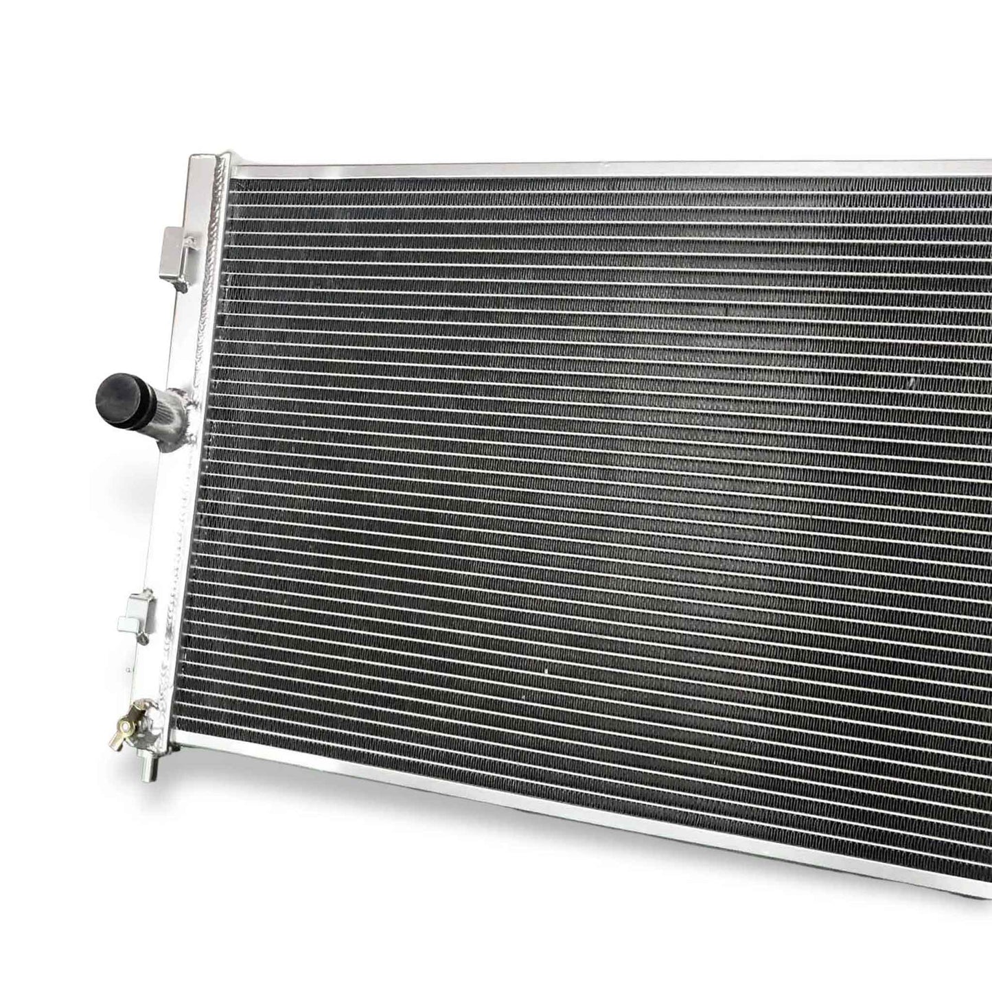 Left side profile of the 2 Row Aluminum Radiator for Pontiac GTO 2005-2006 6.0L V8, detailing the tank and core thickness.