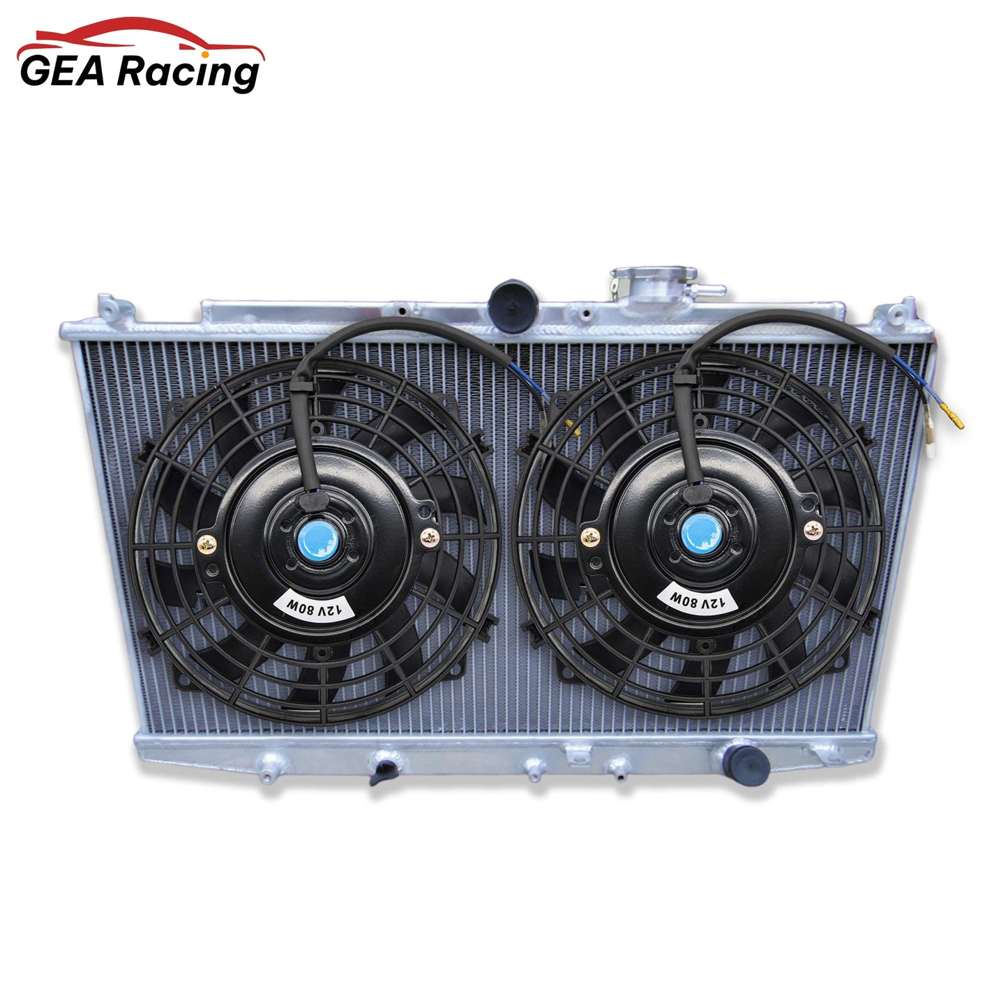 The optional 2-row radiator and fan shroud kit for the Honda Accord SIR, featuring a high-performance slim electric fan.