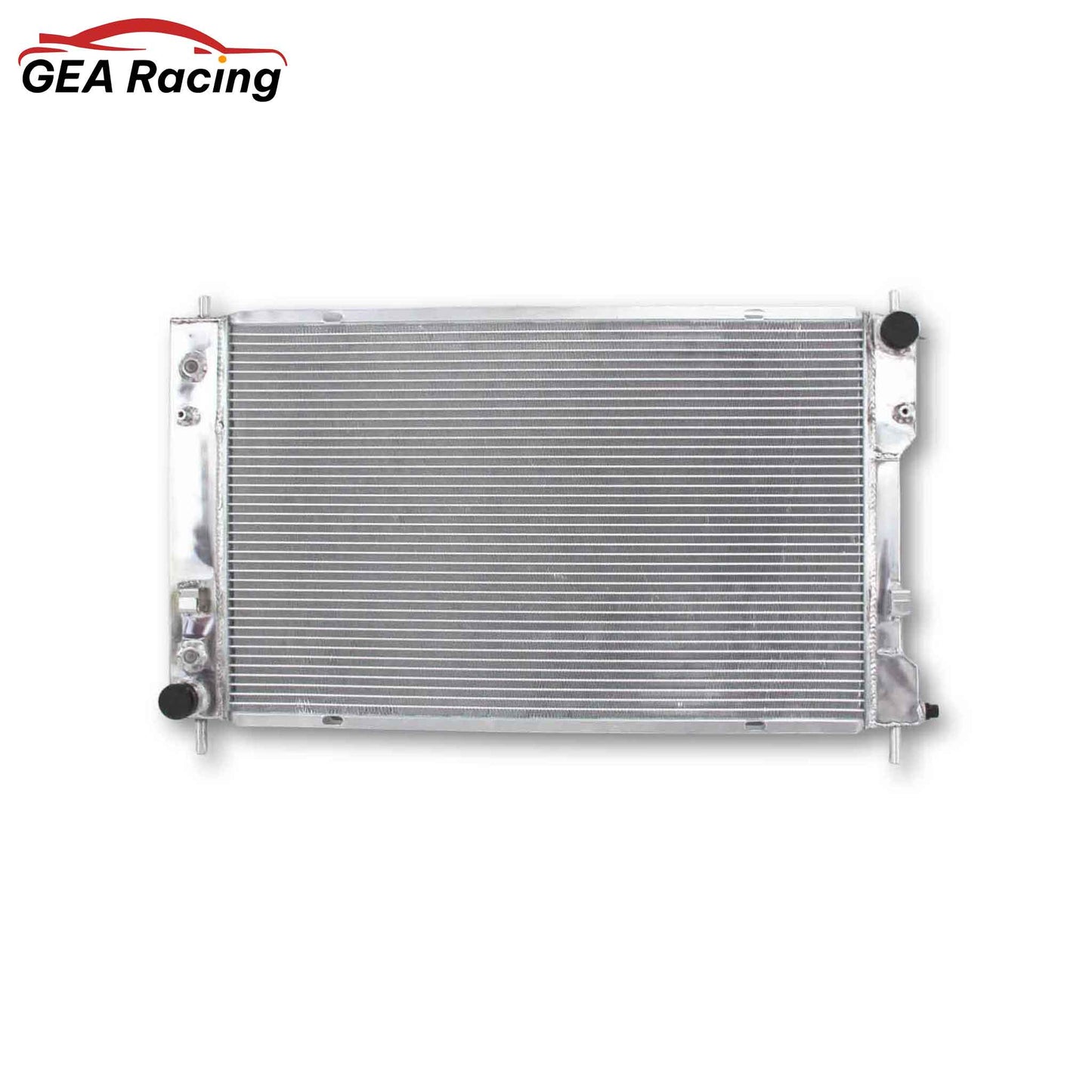 Front view of a 3-row aluminum radiator for 2008-2017 Chevrolet Equinox LT LS and GMC Terrain models with 3.6L V6 and 2.4L L4 engines, compatible with both AT & MT.