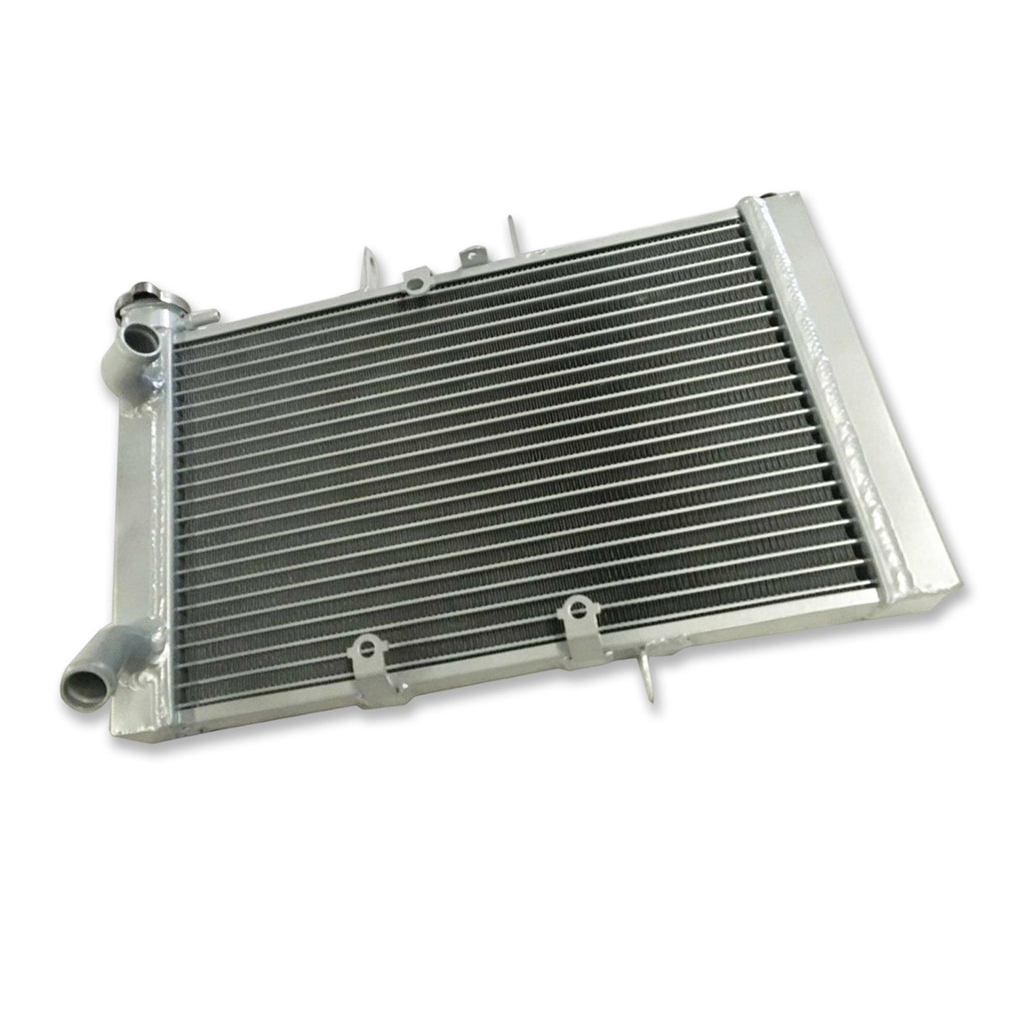 Right side profile of the performance aluminum radiator for the 2010-2014 Triumph Tiger 800.
