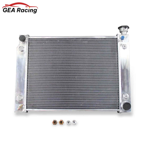 Front view of the 3 Row Heavy Duty (HD) Aluminum Radiator for 1988-1993 Chevrolet and GMC C/K 2500/3500 HD trucks with a 5.7L V8 (AT/MT).