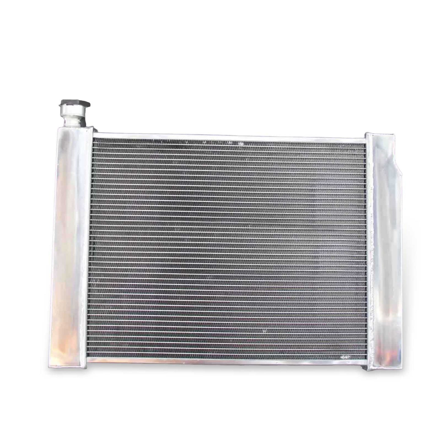 Rear view of the 3 Row HD Aluminum Radiator for 1988-1993 Chevy/GMC C/K HD V8 models, showing the integrated automatic transmission cooler ports.