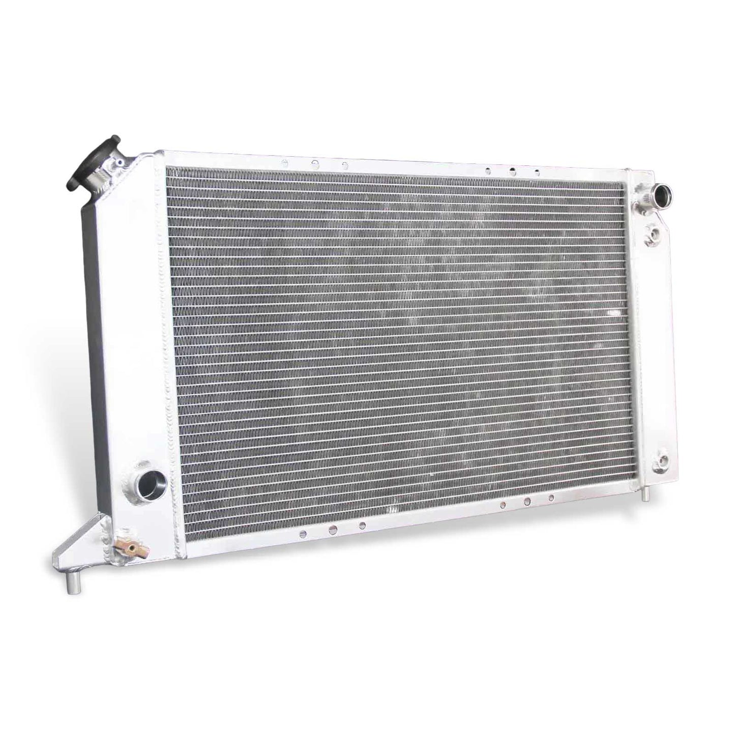 Left side profile of the 3 Row Aluminum Radiator, showing core thickness and mounting bracket for a 1994-2003 GMC Sonoma or Chevy S10.