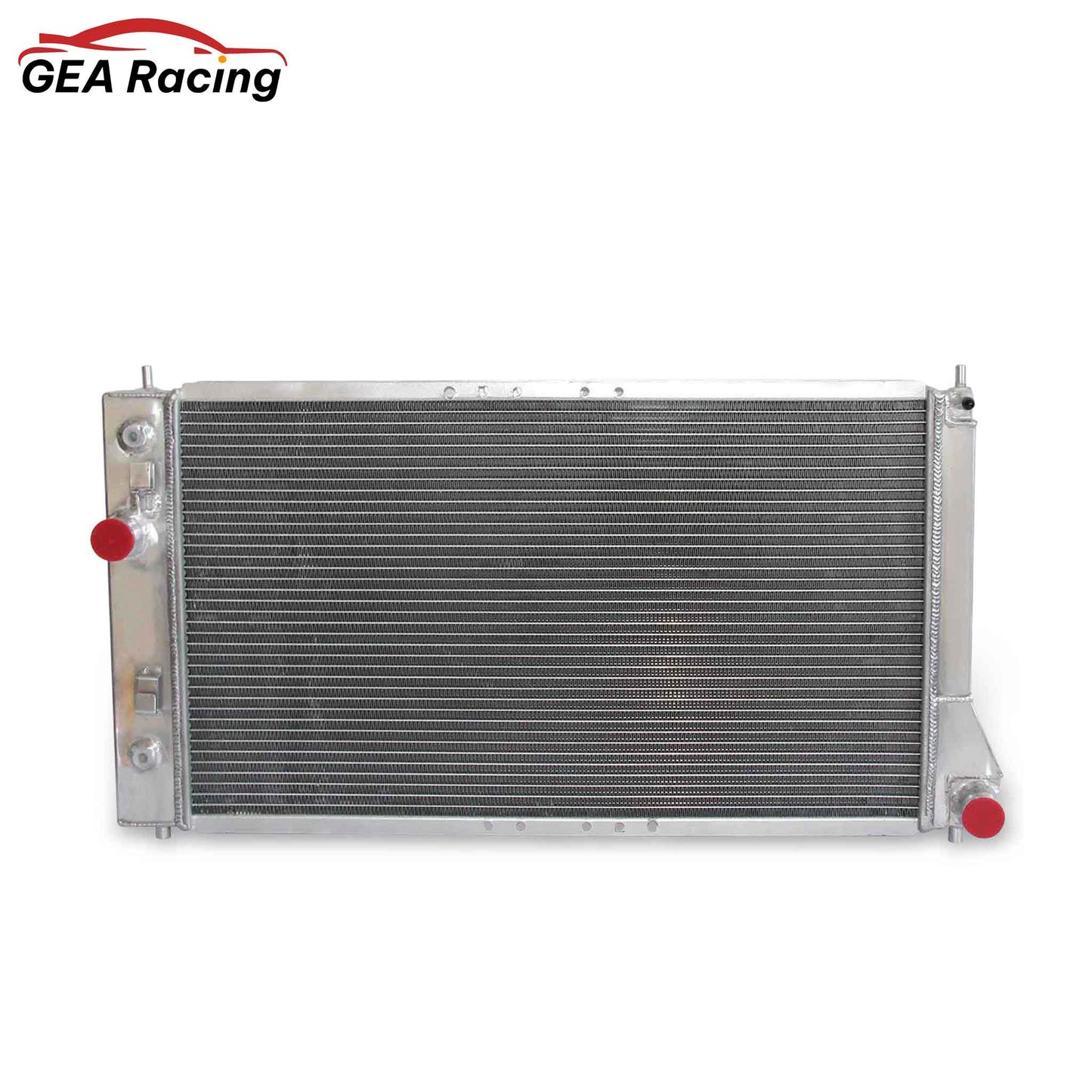 Front view of the 3 Row Aluminum Radiator for 1995-2002 Chevrolet Cavalier and Pontiac Sunfire with 2.2L or 2.4L L4 engines (AT/MT)