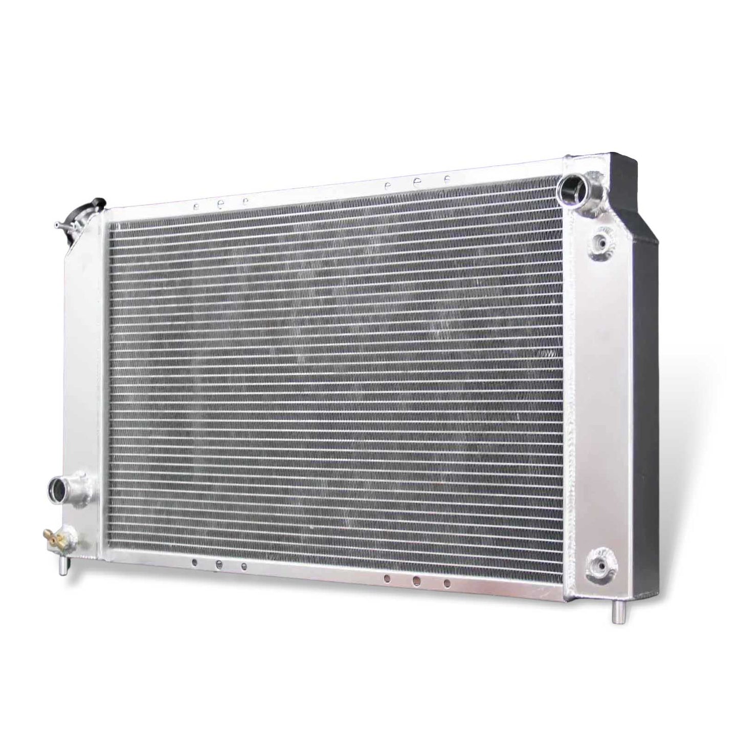 Right side profile of the heavy-duty 3 Row Aluminum Radiator designed for the 1996-2000 Isuzu Hombre and its Chevy S10/GMC Sonoma counterparts.