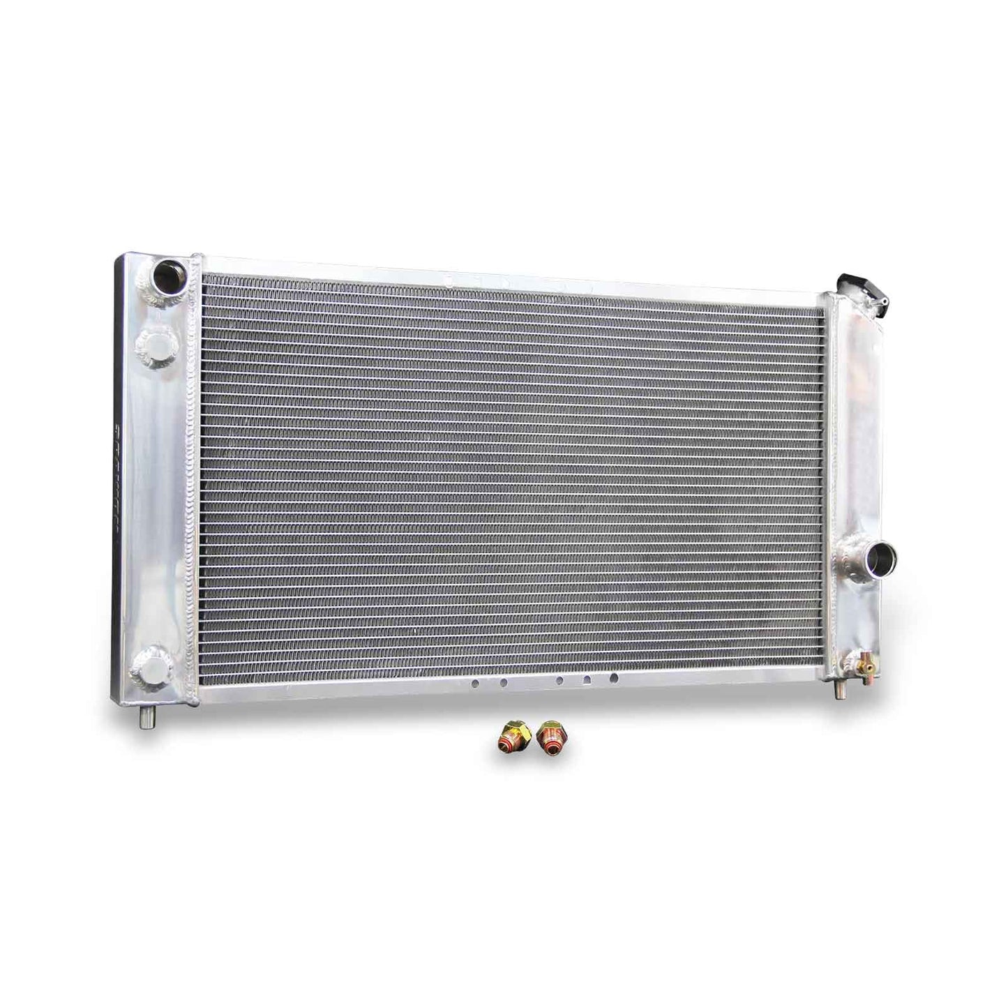 Left side profile of the 52mm 3-row aluminum radiator for 1996-2005 Chevy Blazer S10 and 97-00 GMC Jimmy Hombre 4.3L V6.