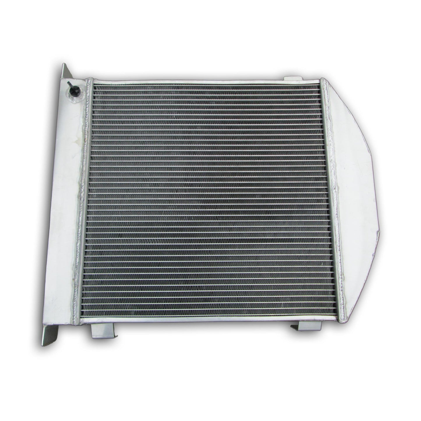 Back view of the 3-row aluminum radiator for a 28-29 Ford Model A, showing mounting brackets for the Flathead engine.