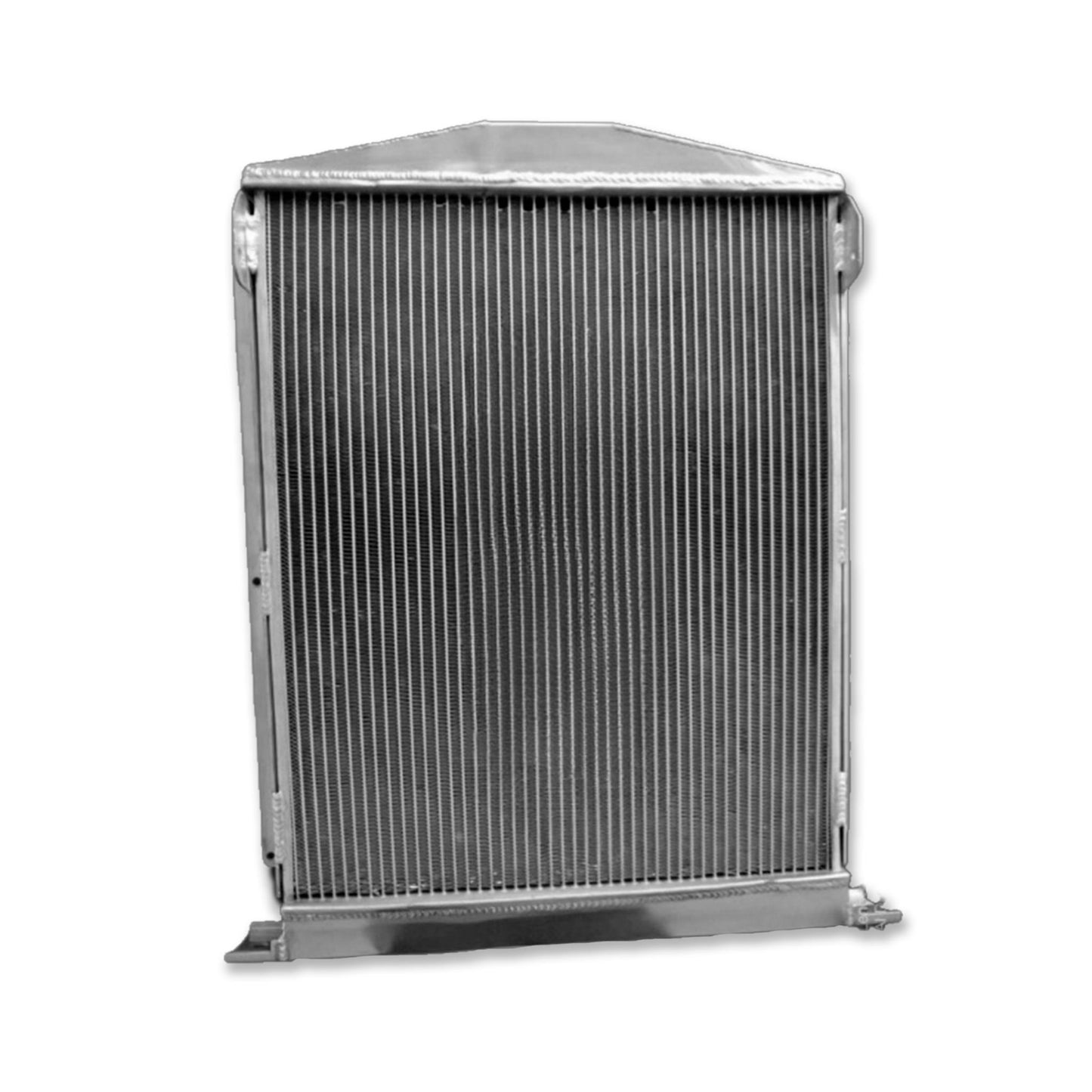 Back view of the 3-row aluminum radiator for a 38-39 Ford Pickup, showing mounts for a Chevy V8 conversion.