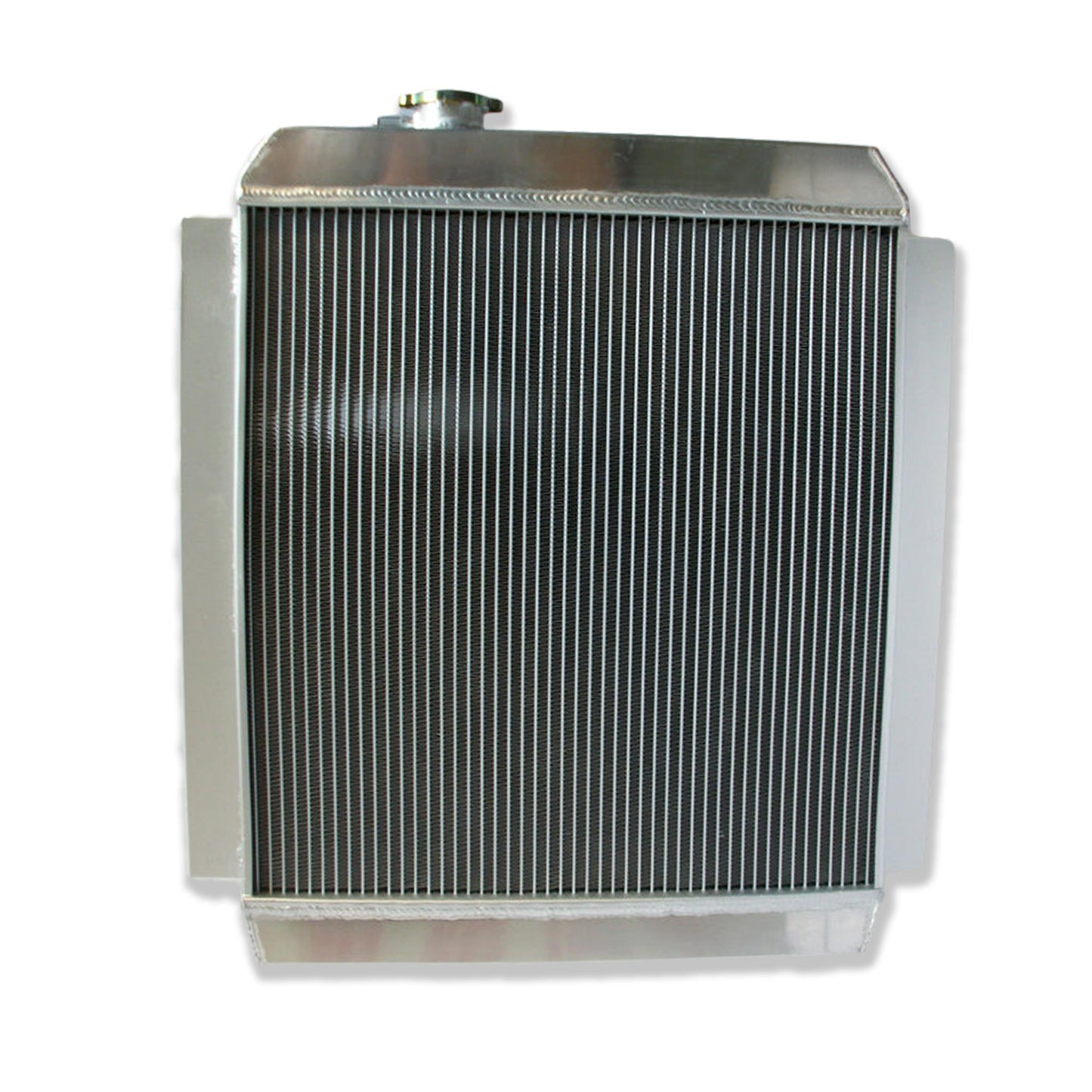 Back view of the 3-row aluminum radiator for 47-54 Chevy & GMC trucks, showing the core and mounting points.