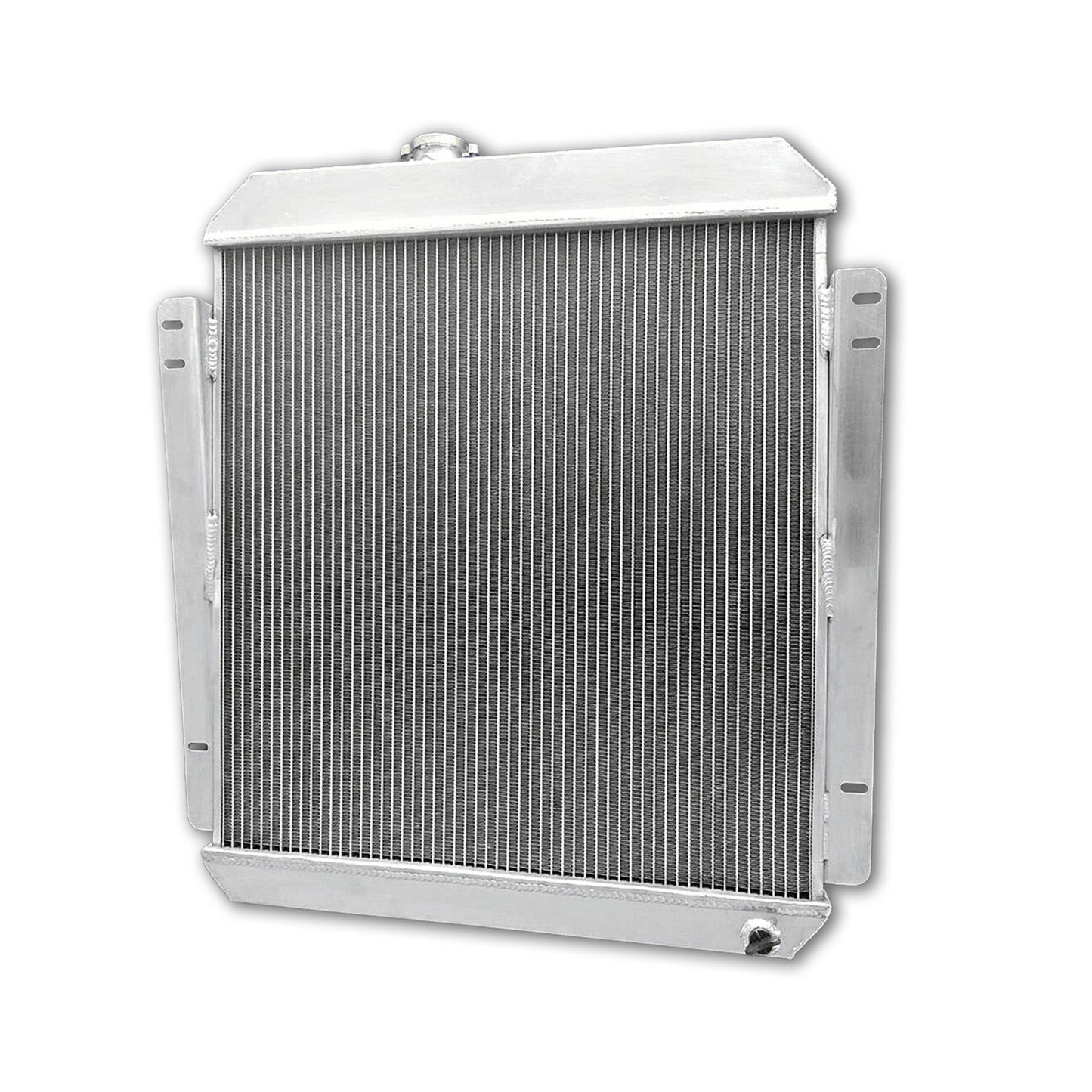 Back view of the 3-row aluminum radiator for a 1955 Buick Century, showing the core and mounting points for AT/MT.