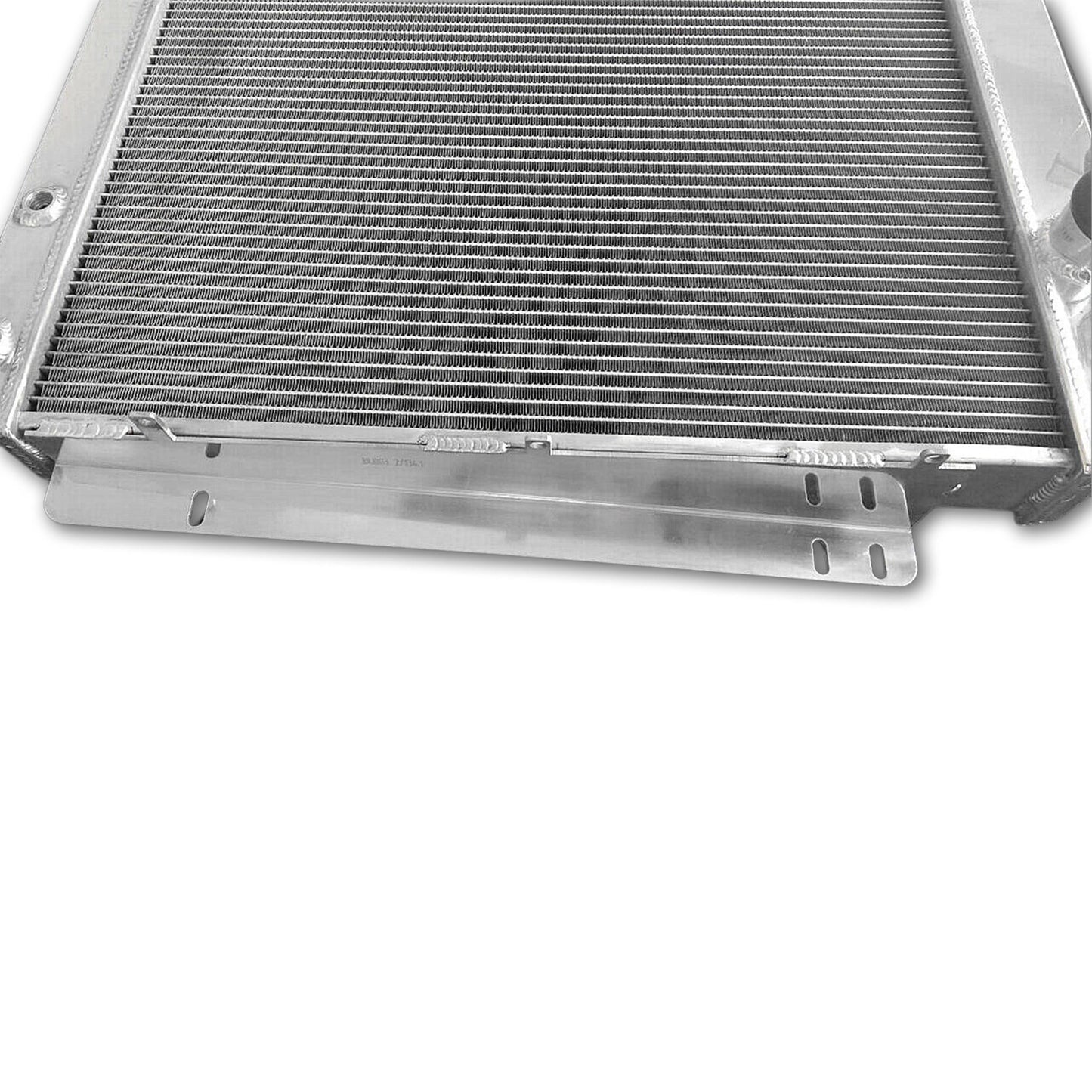 Left side of the aluminum radiator for a 1956 Buick Super 5.3L V8, highlighting the driver-side hose connection.