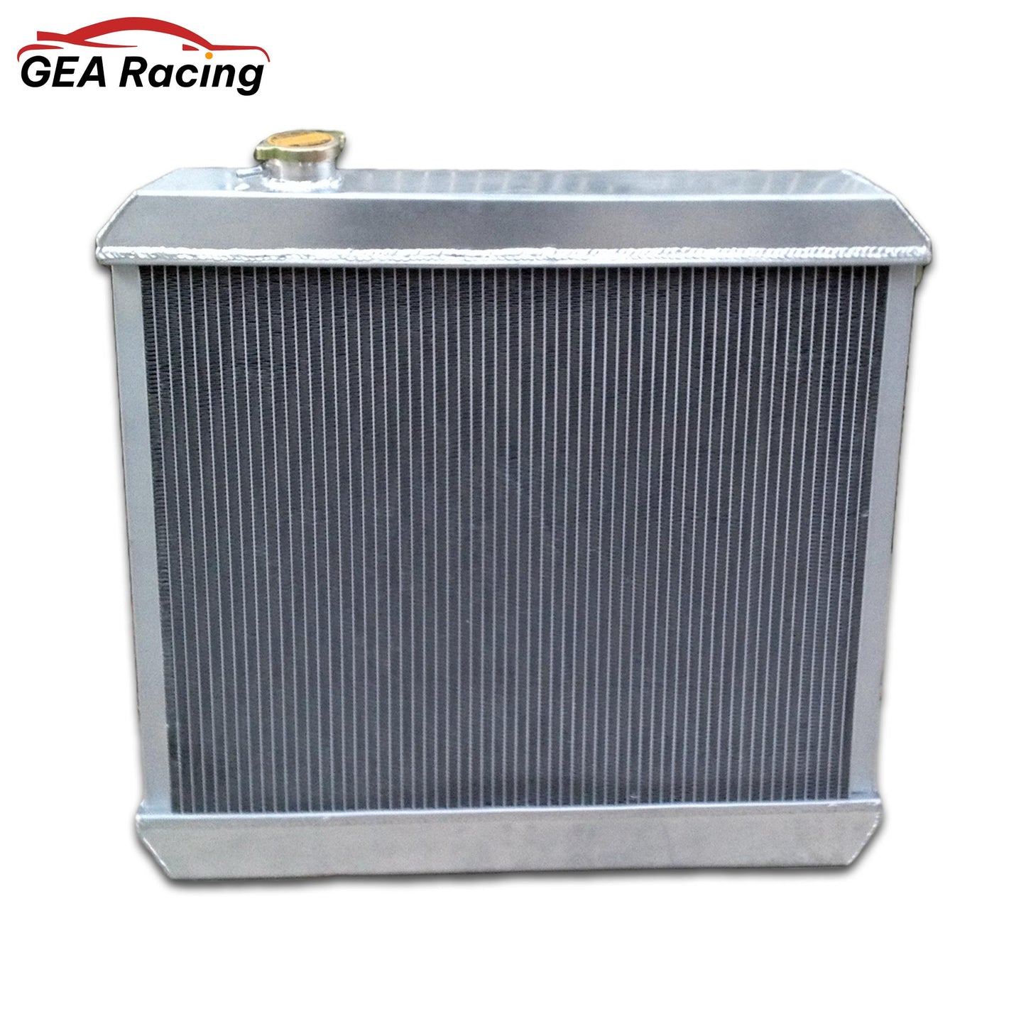 Back view of the 3-row aluminum radiator for a 60-65 Cadillac DeVille or Oldsmobile 88, showing the core.