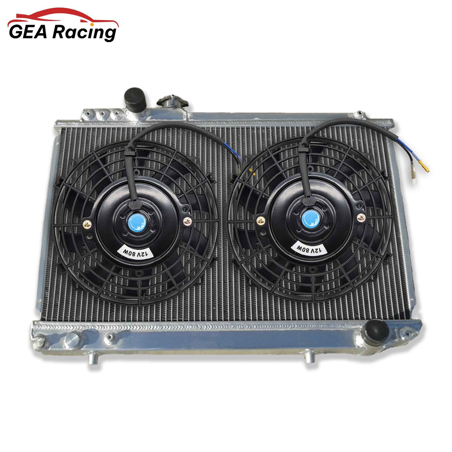 The complete 3-row radiator and fan shroud kit for the Supra MK3 7M-GTE, featuring dual electric fans for maximum, consistent cooling under boost.
