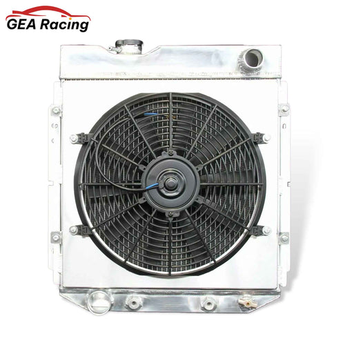 3 Row Aluminum Radiator with Fan Shroud Front Mounting Points for 1960-1966 Ford Falcon/Mustang/Mercury Comet V8 (AT/MT)