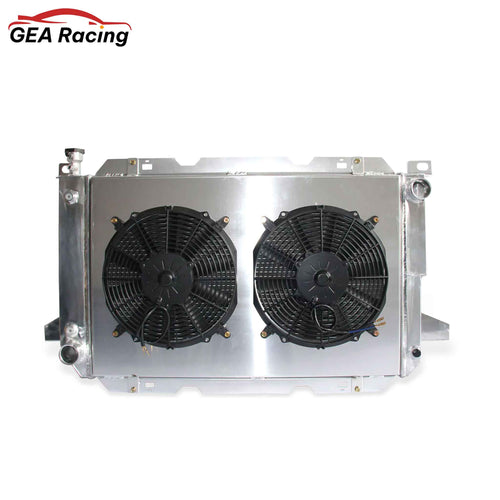 3 Row Aluminum Radiator with Fan Shroud Front View for 1985-1997 Ford Bronco/F-150 to F-450 (AT/MT)