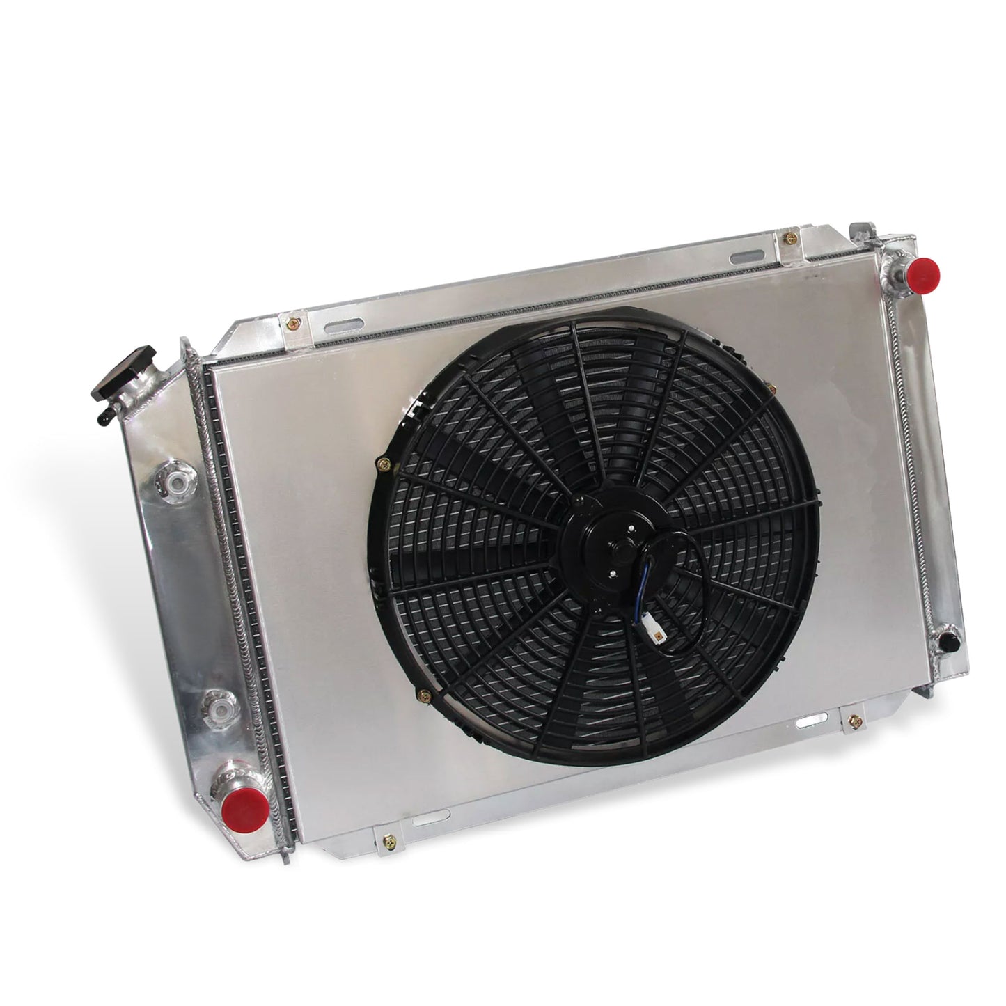 Aluminum Radiator left side cross-section view Mustang, Thunderbird (1978-1993) 3 Row Pressure Tested