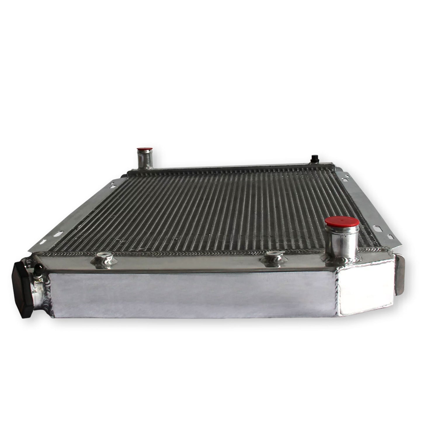 Aluminum Radiator top left view Mustang, Cougar (1980-1993) V8/V6 5.0L 3 Row OEM Mounts