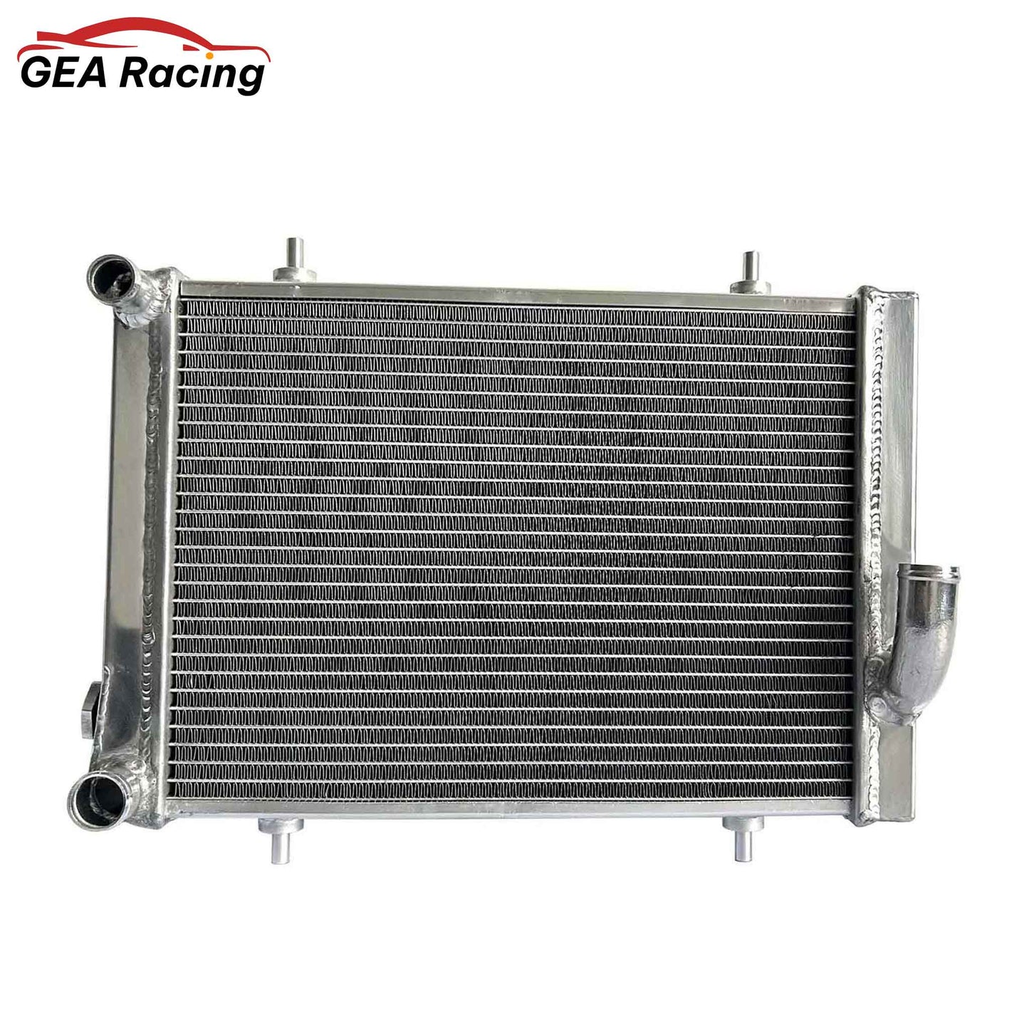 Front view of the 4 Row Aluminum Radiator designed for a 1979-1980 Triumph Spitfire 1.5L L4 with manual transmission (MT).
