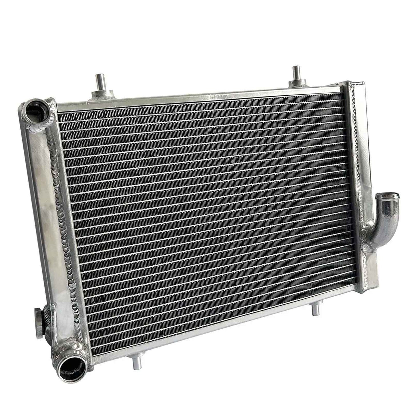 Left side profile of the 4 Row Aluminum Radiator, highlighting the core thickness for a 1979-1980 Triumph Spitfire 1.5L L4.