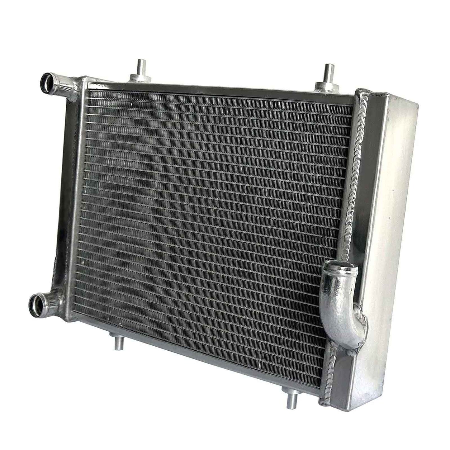 Right side profile of the high-performance 4 Row Aluminum Radiator for a 1979-1980 Triumph Spitfire 1.5L L4 MT.