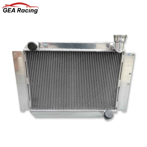 Front view of the massive 5-row aluminum radiator for a 1955-1960 Corvette C1, built to handle up to 700HP from a 350 V8.