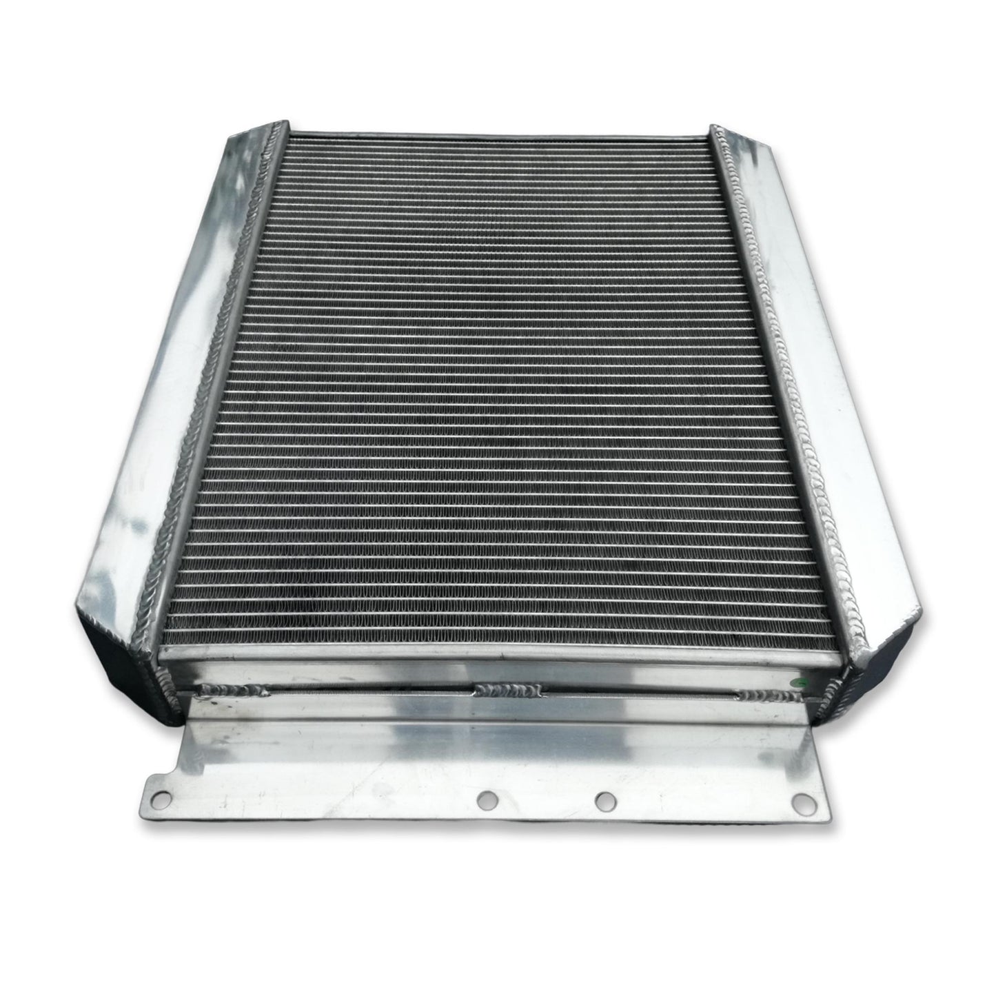 Top-down view of the 5-row radiator for a 55-60 Corvette C1, showcasing its massive core designed for 700HP.