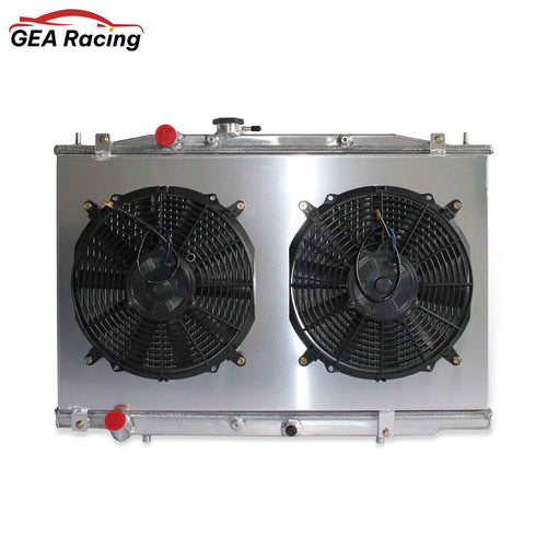 2 Row radiator and fan shroud front view for Acura TL Base Sedan 3.2L 2004-2006 V6 MT