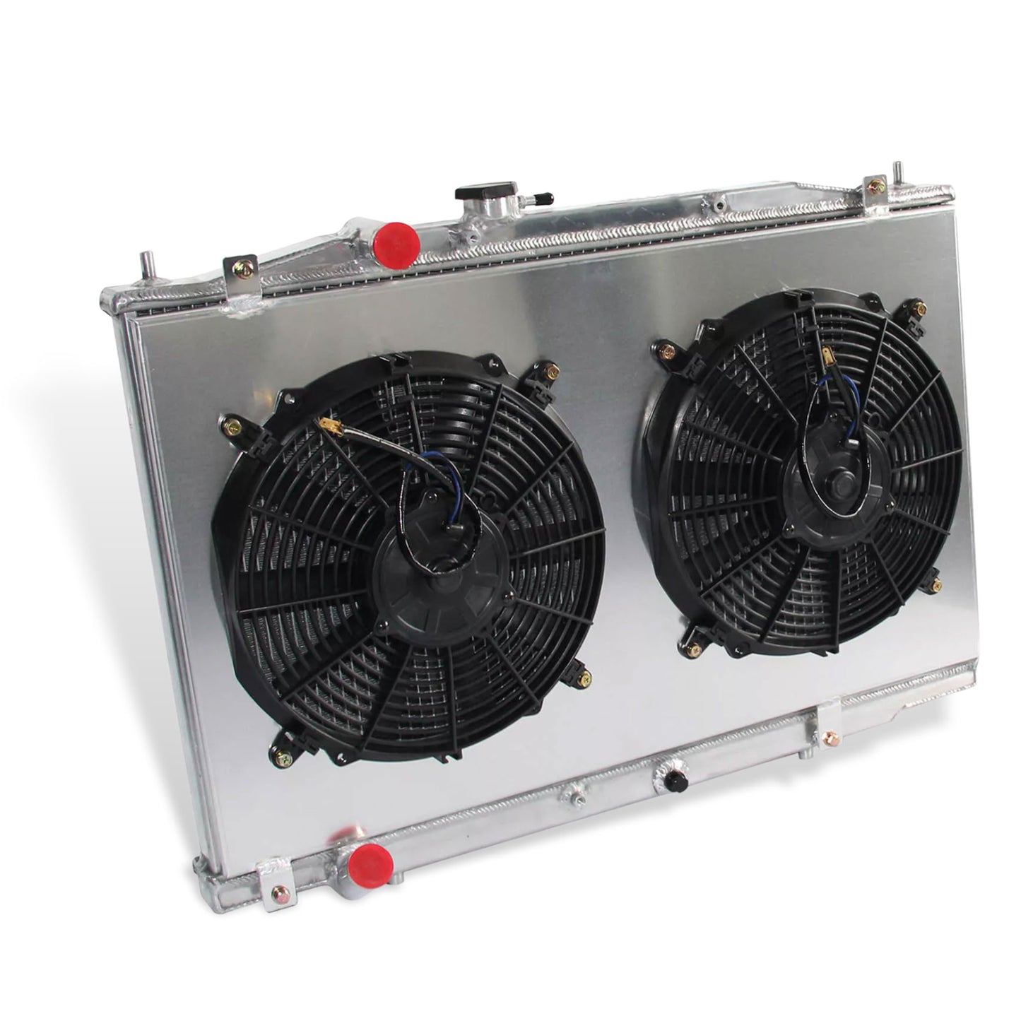 2 Row radiator and fan shroud left side view for Acura TL Base Sedan 3.2L 2004-2006 V6 MT