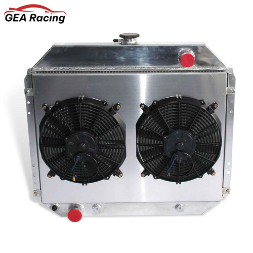 Aluminum Radiator & Fan Shroud Front Mounting for 1968-1979 Ford F-100/Bronco/Ranger 6.6L V8 (AT/MT)