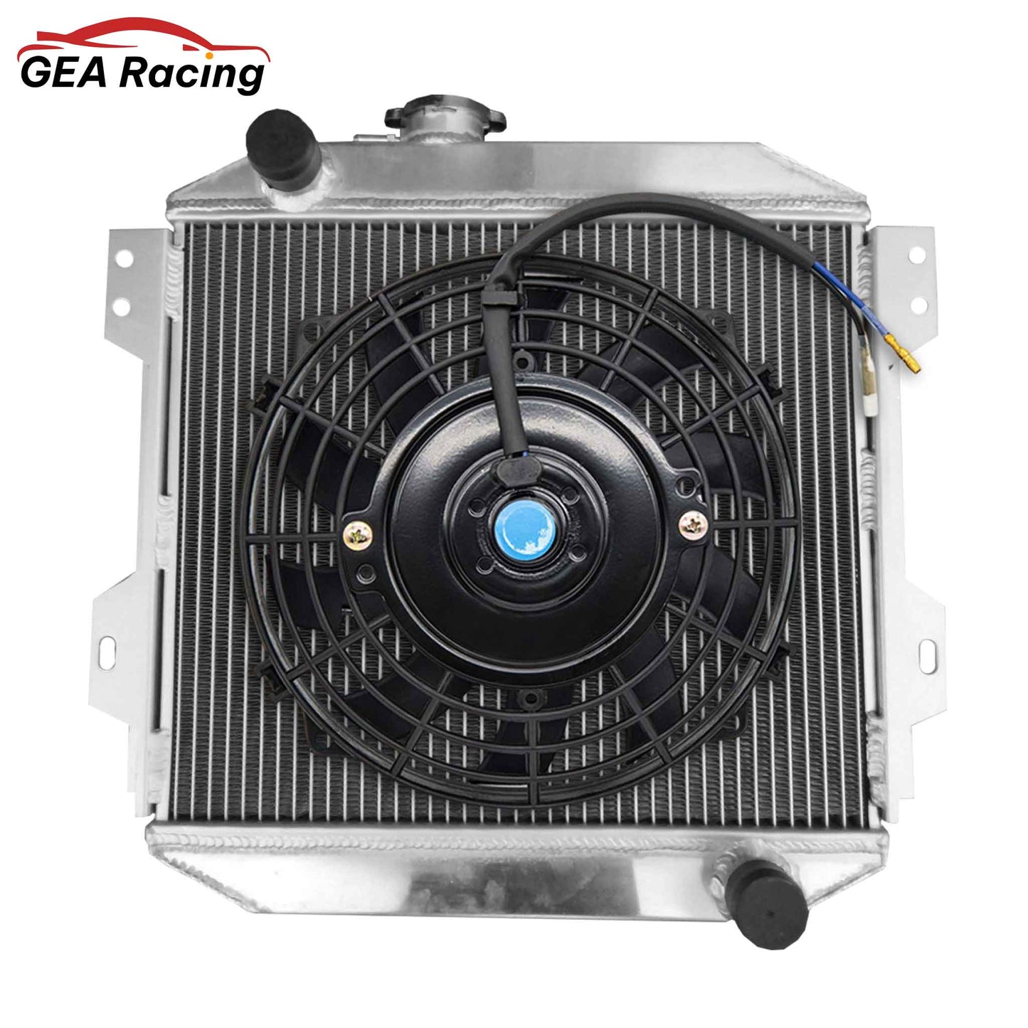 The complete aluminum radiator, fan shroud, and electric fan kit for the classic Ford Capri and similar applications like the Escort.