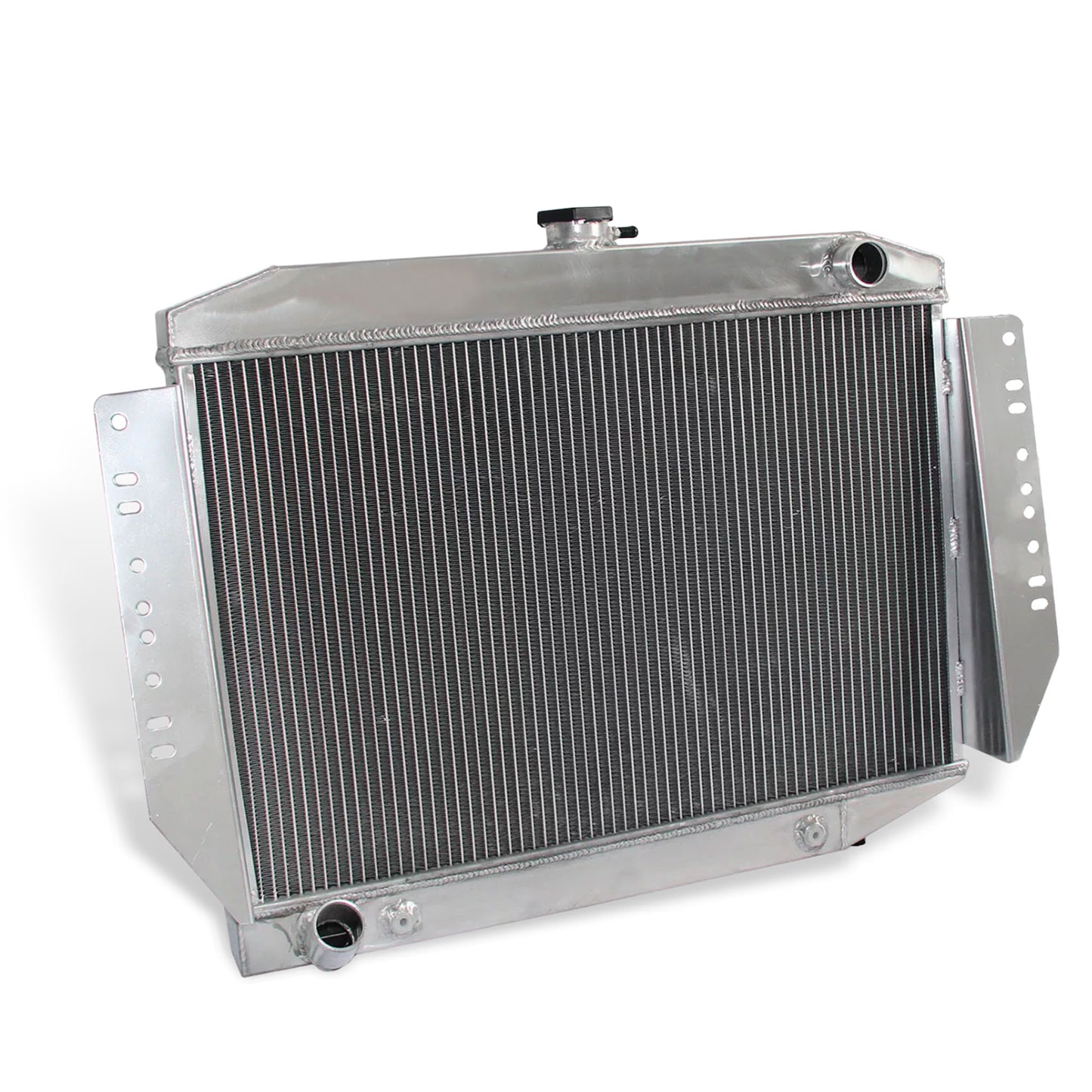 Aluminum Radiator left side cross-section view Cherokee (1972-1979) 6.6L 4 Row Pressure Tested