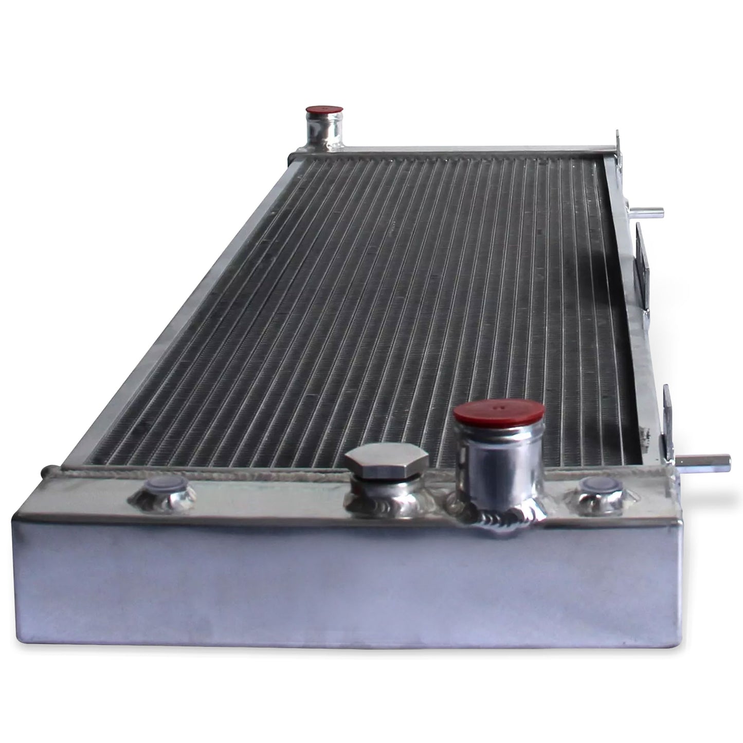 Aluminum Radiator top left view Comanche, Cherokee, Wagoneer, Chief L6 (1987-1990) 3 Row OEM Mounts