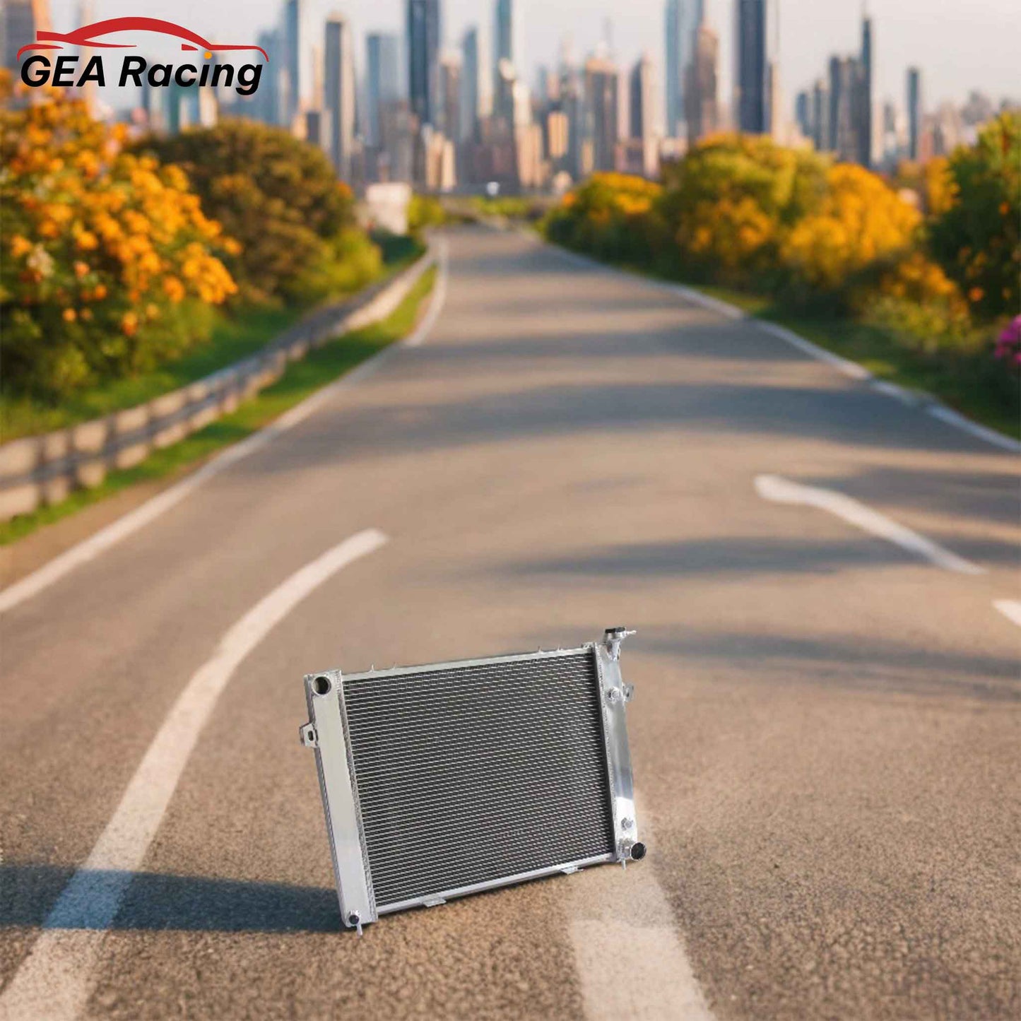 Aluminum Radiator installed view Grand Wagoneer / Cherokee 5.2L V8 (1993-1997) 2 Row Direct Fit