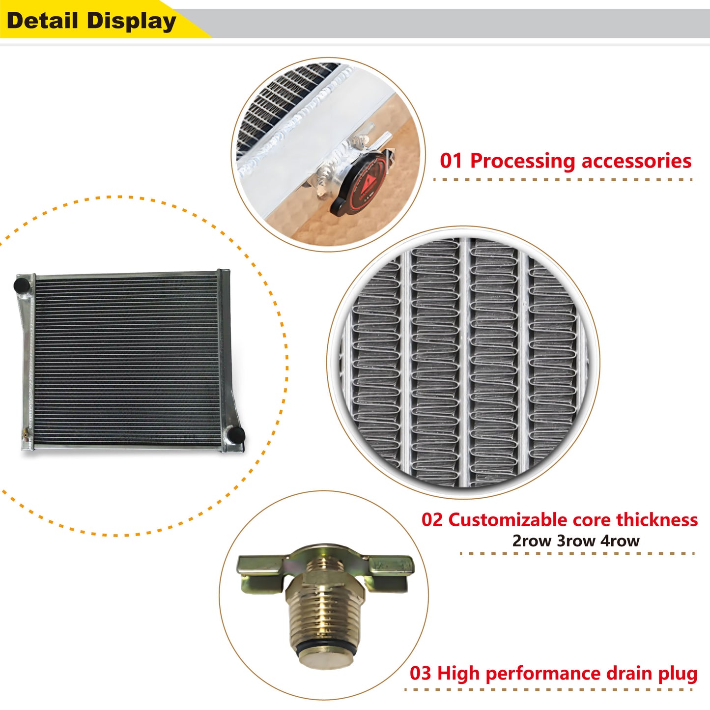 Aluminum Radiator detail view Willys 1941 4 Row Pressure Tested