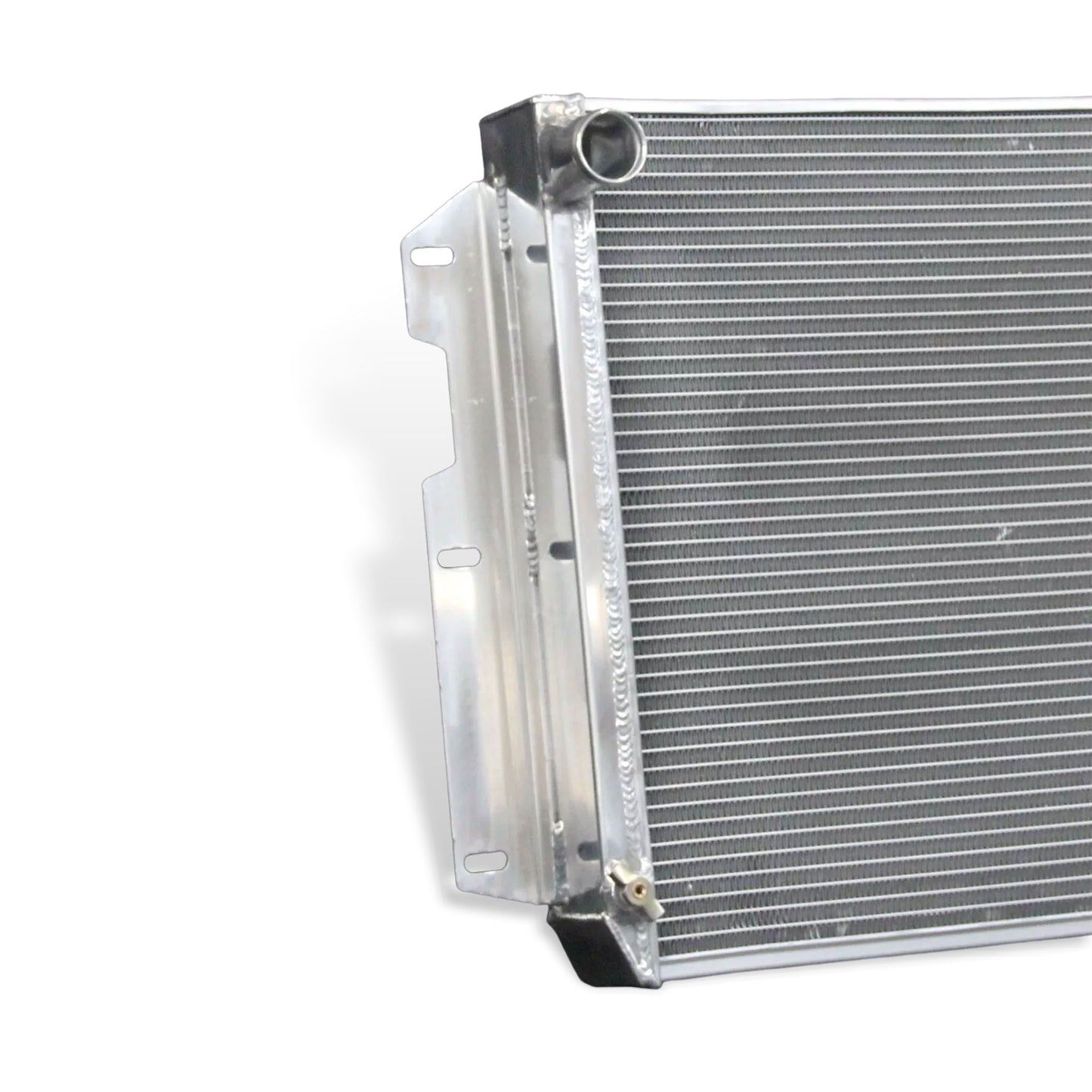 Aluminum Radiator detail 1 view Wrangler SE/Rubicon with Chevy V8 Engine (1997-2002) 3 Row Pressure Tested