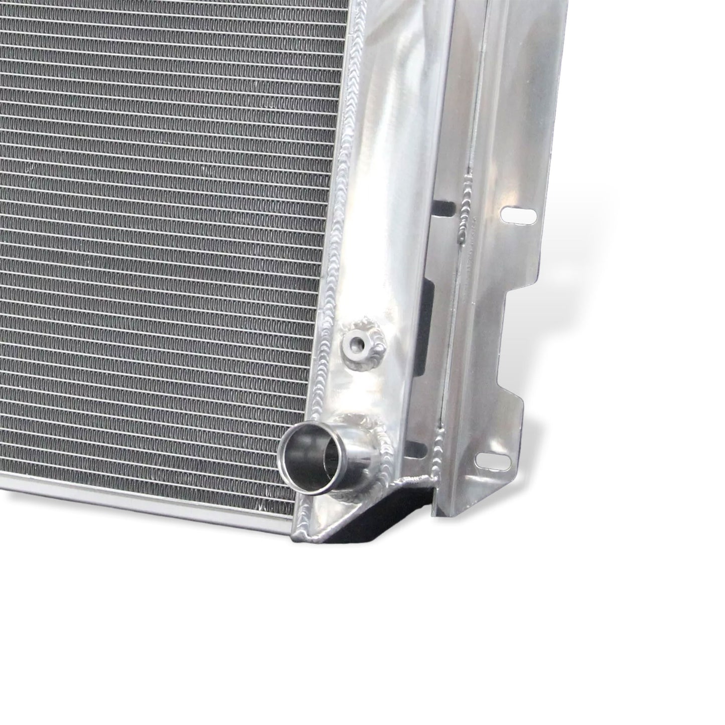 Aluminum Radiator detail 2 view Wrangler SE/Rubicon with Chevy V8 Engine (1997-2002) 3 Row Pressure Tested