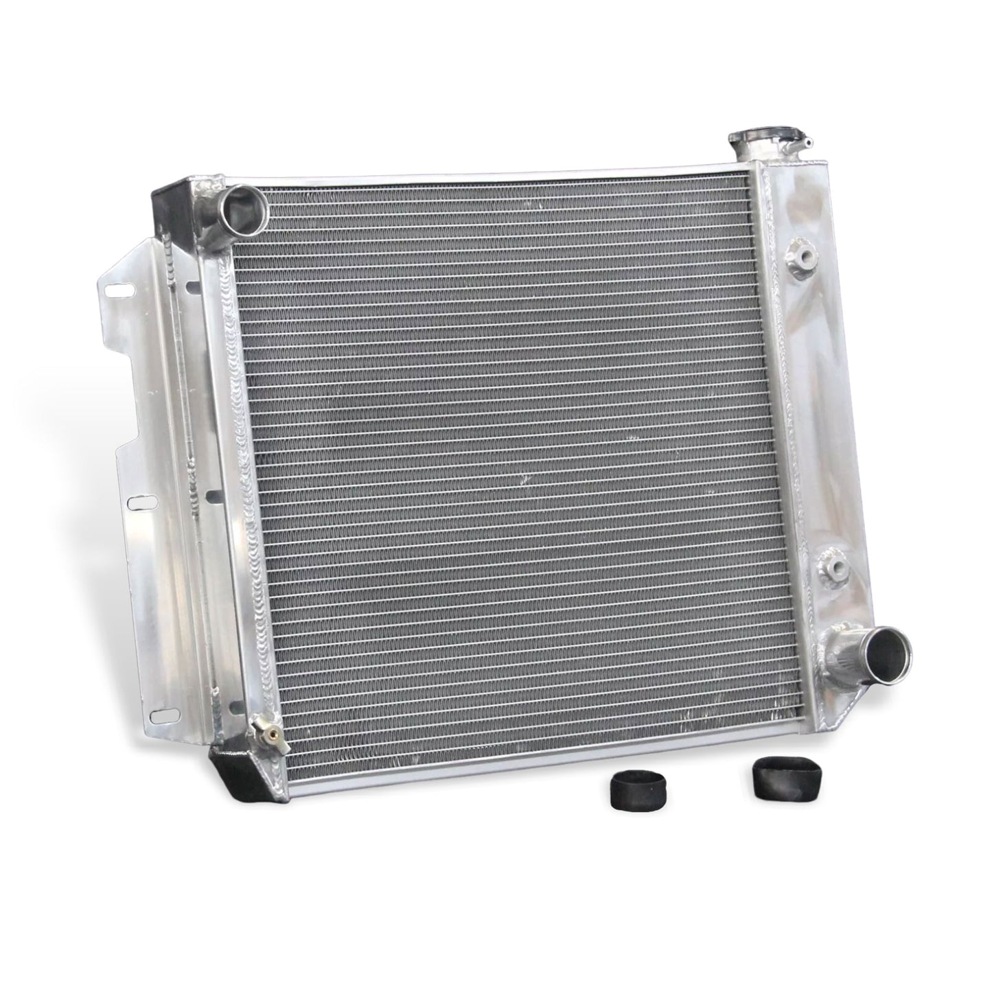 Aluminum Radiator left side cross-section view Wrangler SE/Rubicon with Chevy V8 Engine (1997-2002) 3 Row Pressure Tested