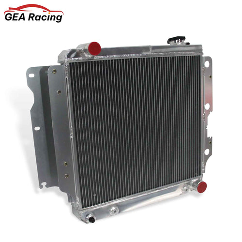 Aluminum Radiator left side cross-section view Wrangler with Chevy Mopar V8 Conversion (1987-2006) 3 Row Pressure Tested