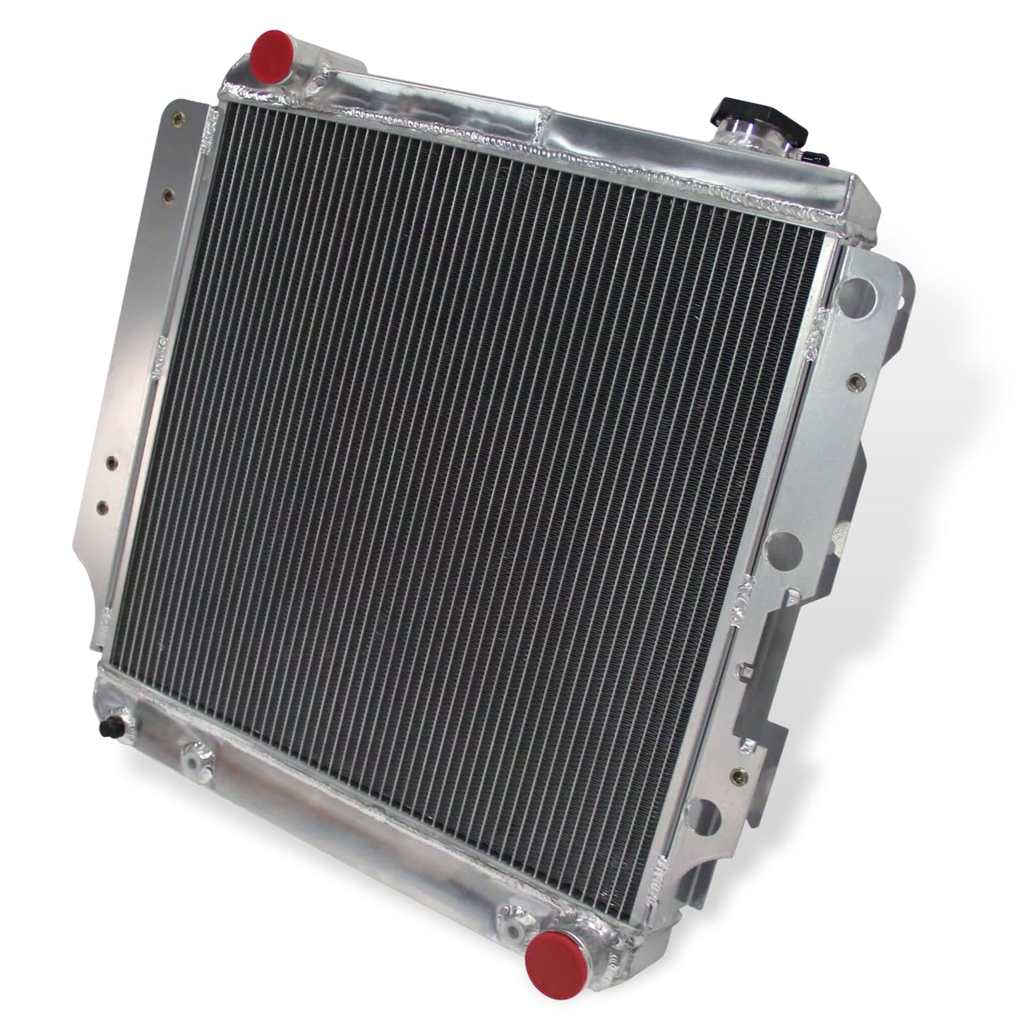 Aluminum Radiator right side cross-section view Wrangler with Chevy Mopar V8 Conversion (1987-2006) 3 Row Direct Fit