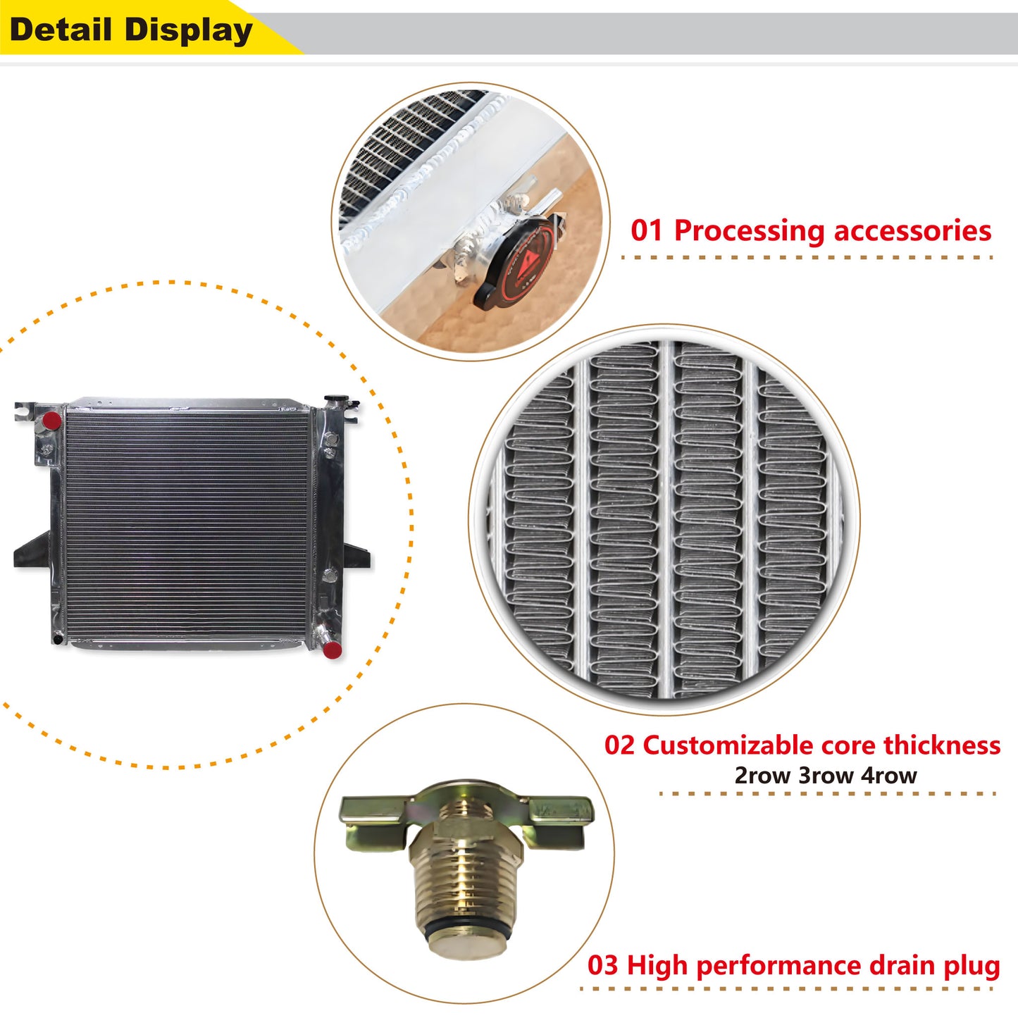 Anti-Corrosion Aluminum Fins with Reinforced Welds - Offroad-Ready Radiator for 2.5L L4 Engines 1998-2001