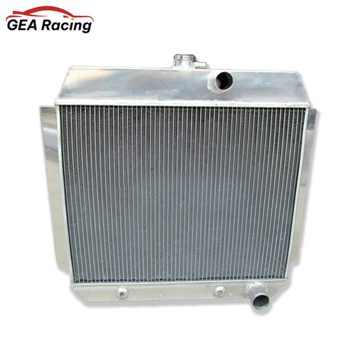 Front view of the 3-row heavy-duty aluminum radiator for a 1951-1954 Chevy Bel Air with an Inline-6 (L6) engine and automatic transmission.