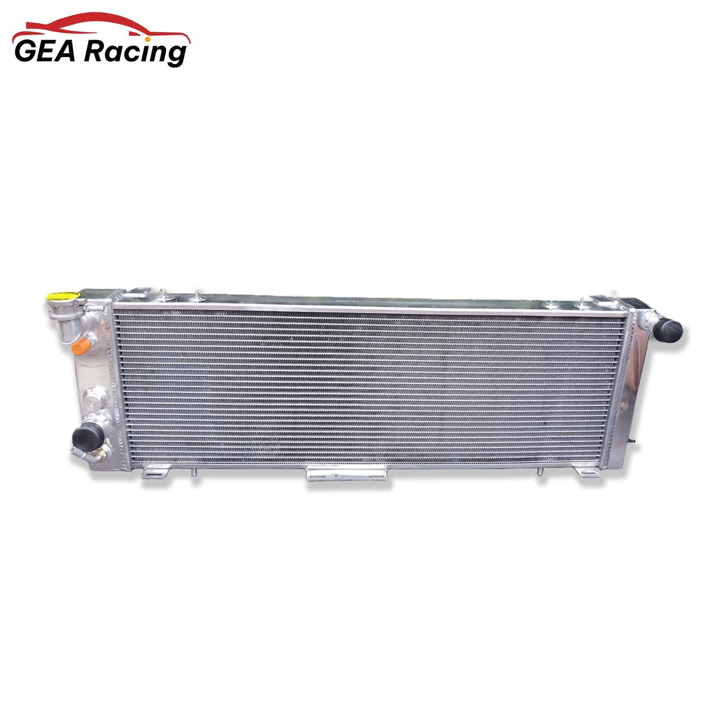 Front view of the 3-row heavy-duty aluminum radiator for the 1991-2001 Jeep Cherokee XJ & Comanche with the 4.0L Inline-6 engine.