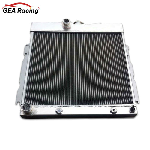 Front view of the 3-row heavy-duty aluminum radiator for 1963-1969 Mopar cars like the Dodge Charger, Coronet, and Plymouth B-Body V8s (AT/MT).
