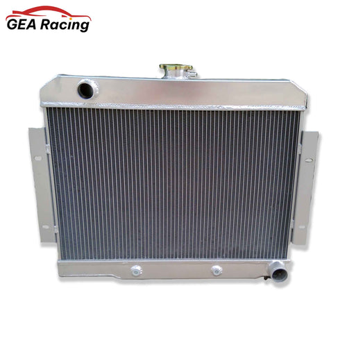 Front view of the high-performance aluminum radiator for a 1972-1986 Jeep CJ with a Chevy V8 engine swap (AT/MT).