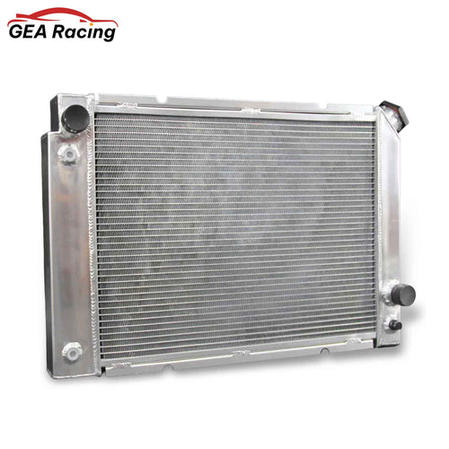 Front view of GEA Racing 3 Row Aluminum Radiator for 1985-1988 Pontiac Fiero 2.8L V6 & 2.5L L4, 52mm core, AT/MT.
