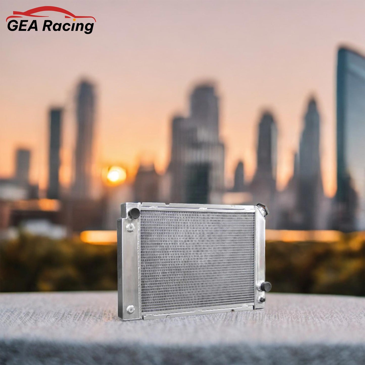 GEA Racing 3 Row Aluminum Radiator (52mm) installed in a Pontiac Fiero 1985-1988, ensuring optimal cooling for V6/L4 engines.