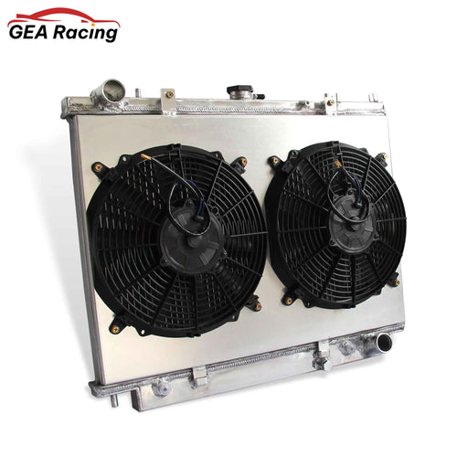 Aluminum radiator and fan shroud left side view for Honda Passport Isuzu Rodeo 1998-2004 AT