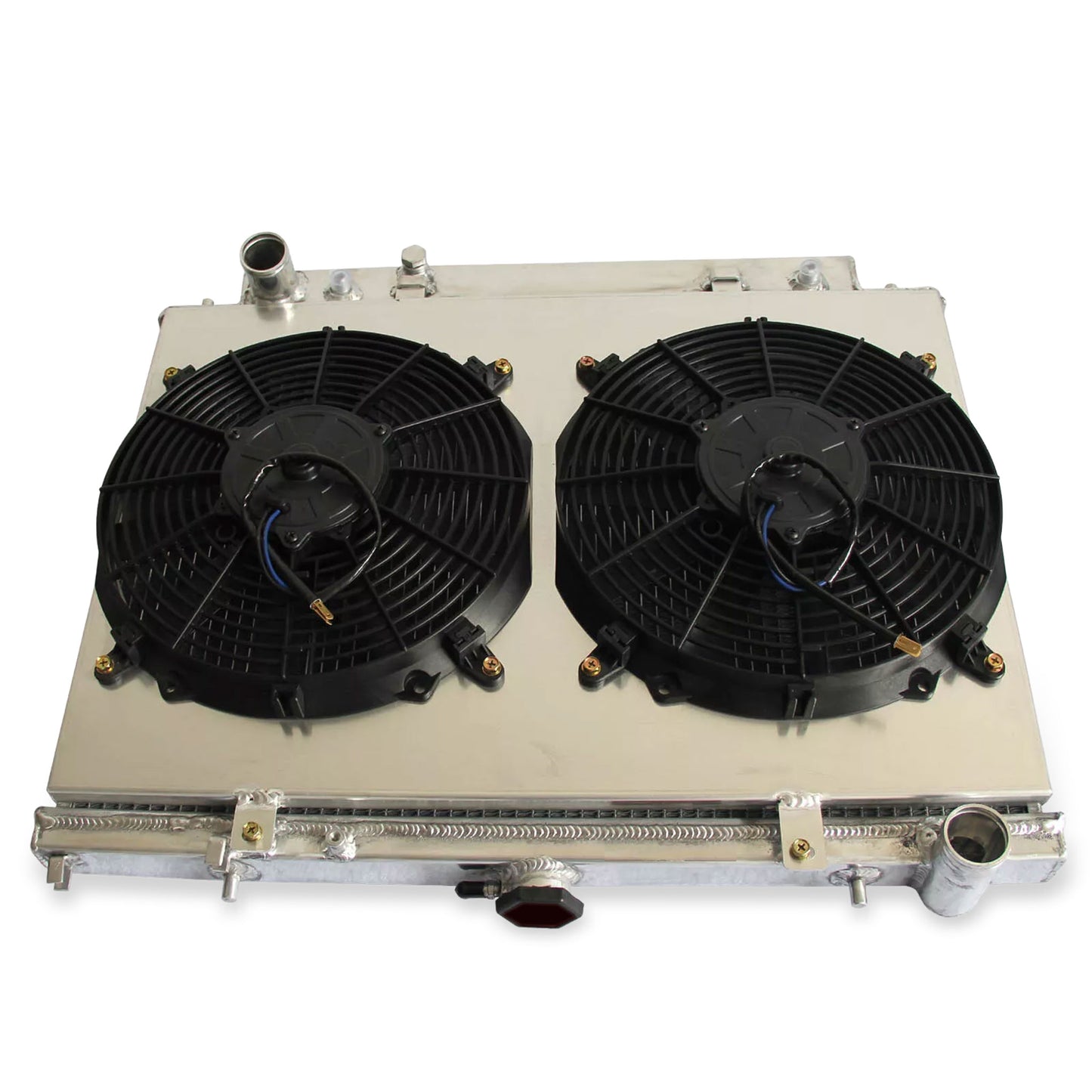 Aluminum radiator and fan shroud top view for Honda Passport Isuzu Rodeo 1998-2004 AT